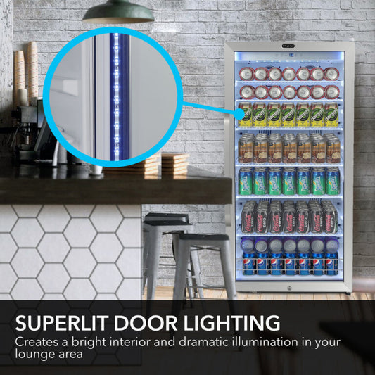 Whynter Stainless Steel Commercial Beverage Merchandiser with Superlit Door and Lock
