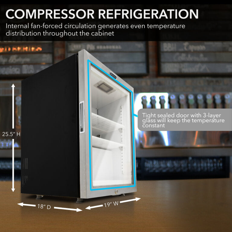 Whynter Countertop Reach In Display Glass Door Freezer | 1.8 cu ft