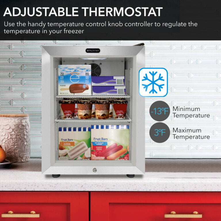 Whynter Countertop Reach In Display Glass Door Freezer | 1.8 cu ft