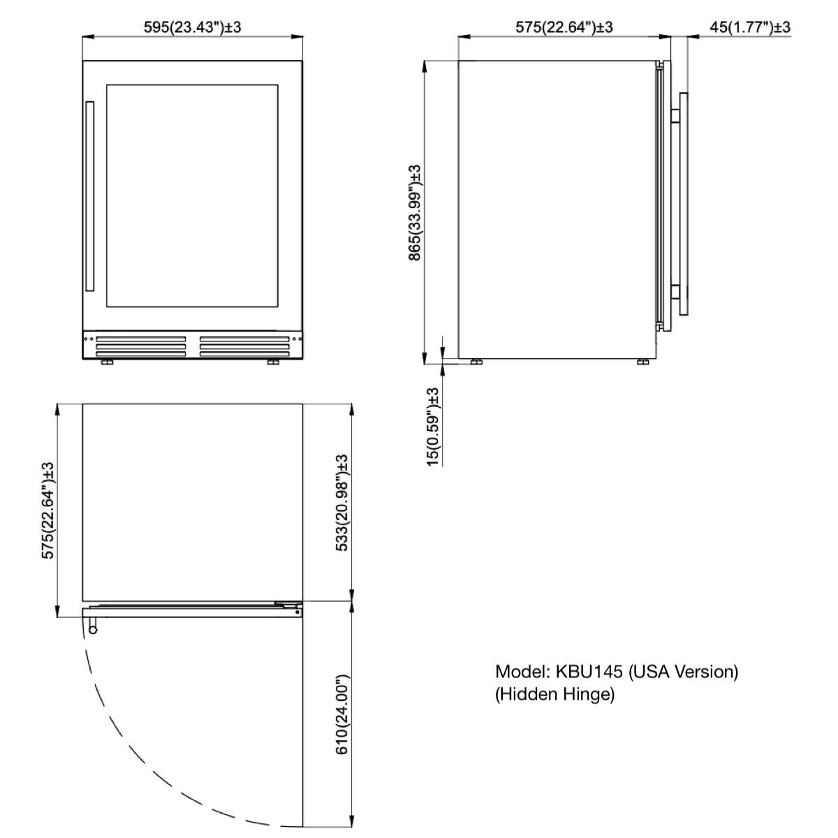 KingsBottle 24” Wide Beverage Center | Holds 161 Cans | KBU145BX