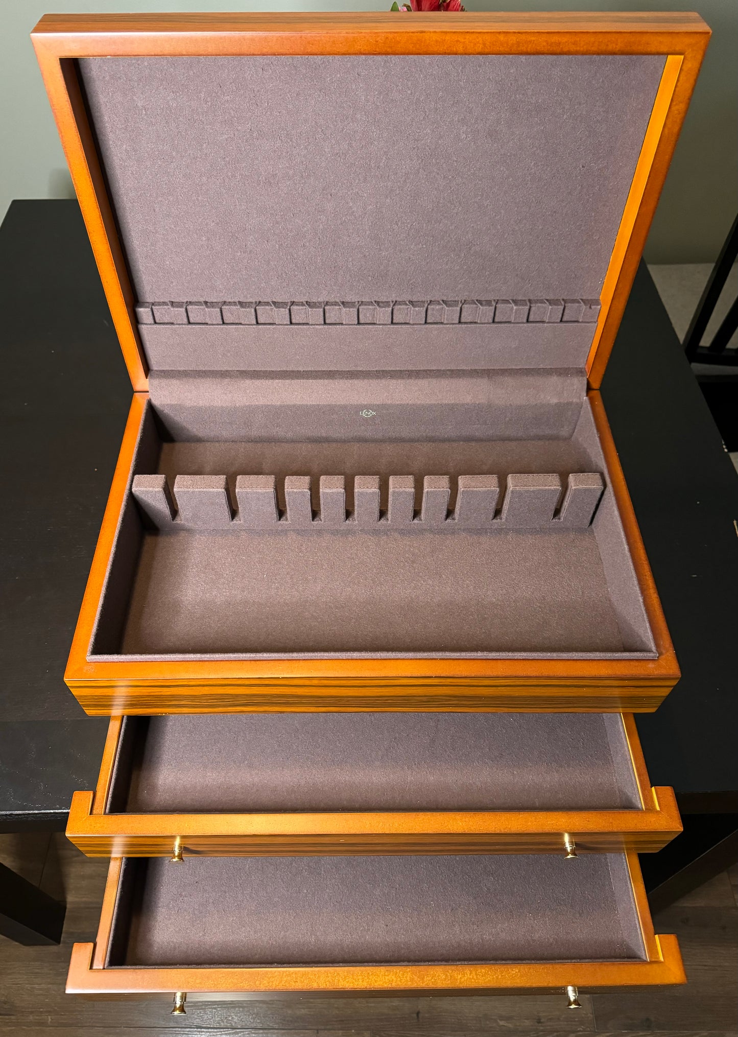 Lenox Rosewood Flatware Chest | Holds Service for 24
