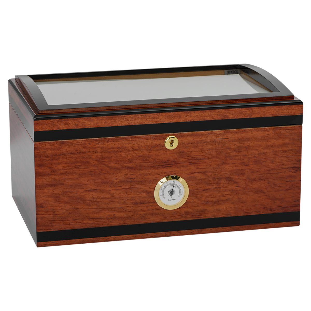 Aveiro Desktop Humidor with Glasstop and Cherry Veneer | Holds 125 Cigars