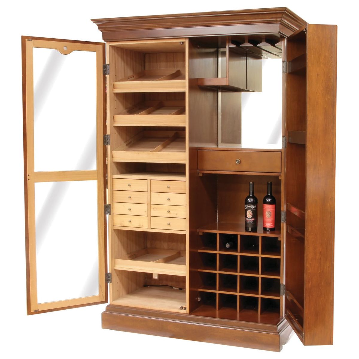 Humidor Supreme Wine Cabinet & Cigar Humidor Cabinet | Holds 3000 Cigars & 16 Bottles