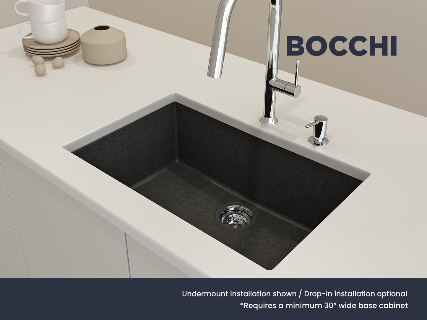 BOCCHI CAMPINO UNO 27" Dual-Mount Single Bowl Granite Composite Kitchen Sink