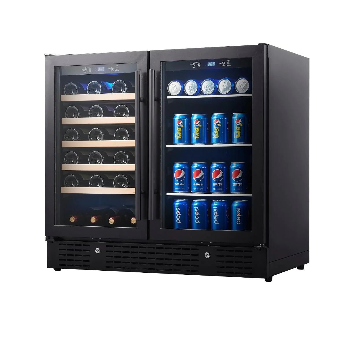KingsBottle 36” Wine and Beverage Combo | Holds 98 Cans & 34 Bottles | KBU190BW