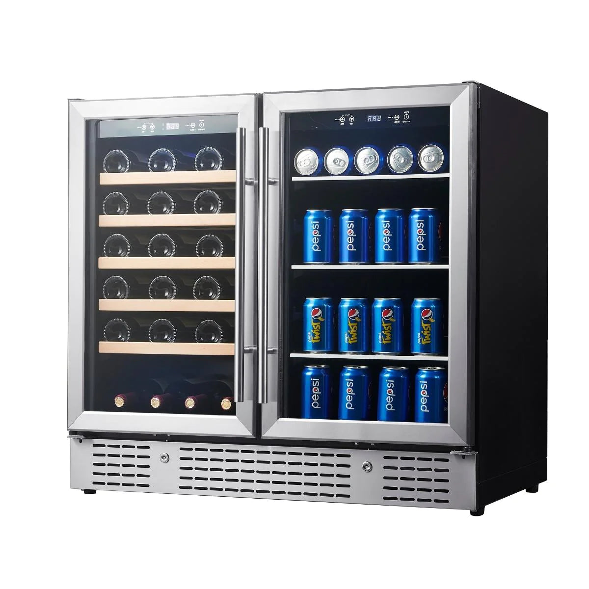 KingsBottle 36” Wine and Beverage Combo | Holds 98 Cans & 34 Bottles | KBU190BW
