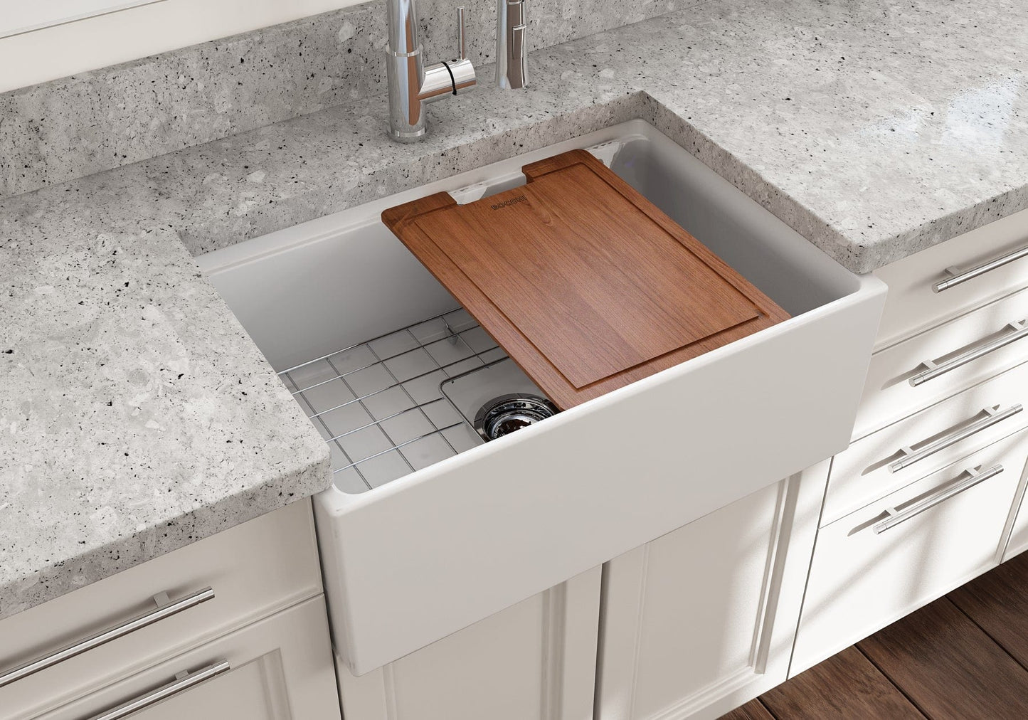 BOCCHI CONTEMPO 27" Single Bowl Kitchen Sink with Integrated Work Station & Accessories