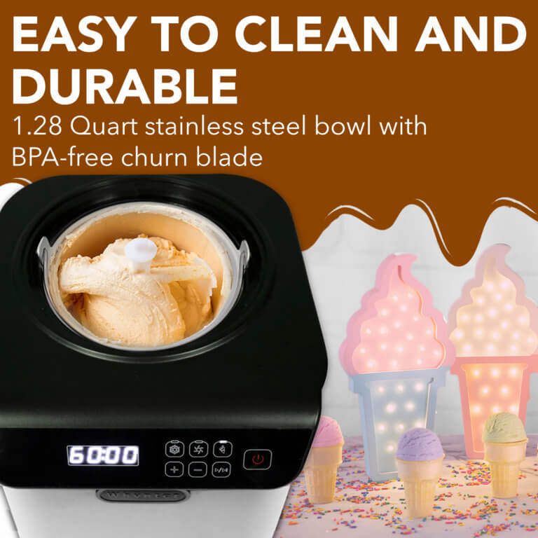 Whynter 1.28 Quart Compact Upright Automatic Ice Cream Maker with Stainless Steel Bowl