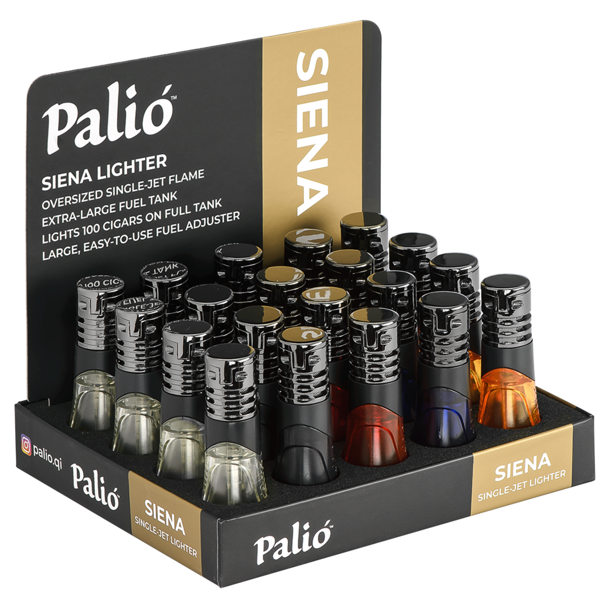 Palió Siena Assorted 20-Count Display | Single Flame Torch Lighters