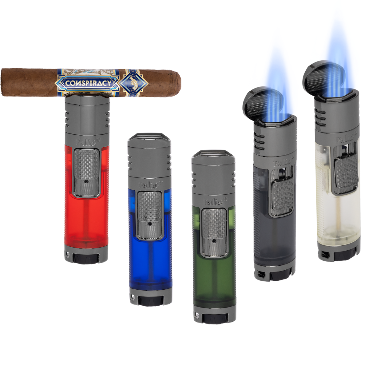 Palió Veneto Display of 15, Assorted colors | Quad Flame Torch Lighters