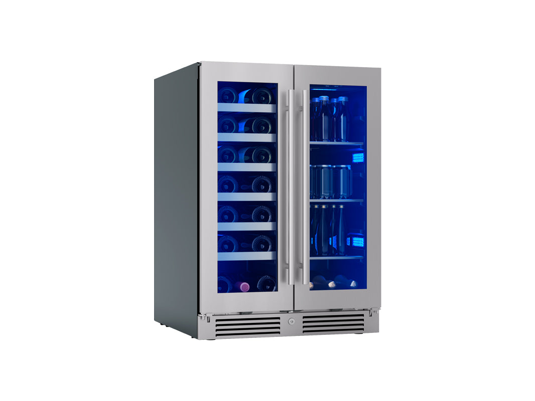 Zephyr Presrv 24" Dual Zone Wine and Beverage Cooler | Holds 21 Bottles & 64 Cans | PRWB24C32BG