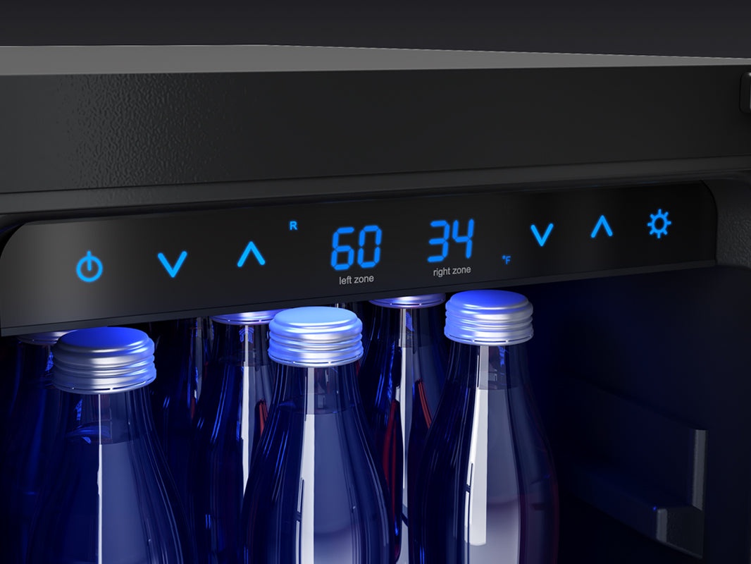 Zephyr Presrv 24" Dual Zone Wine and Beverage Cooler | Holds 21 Bottles & 64 Cans | PRWB24C32BG