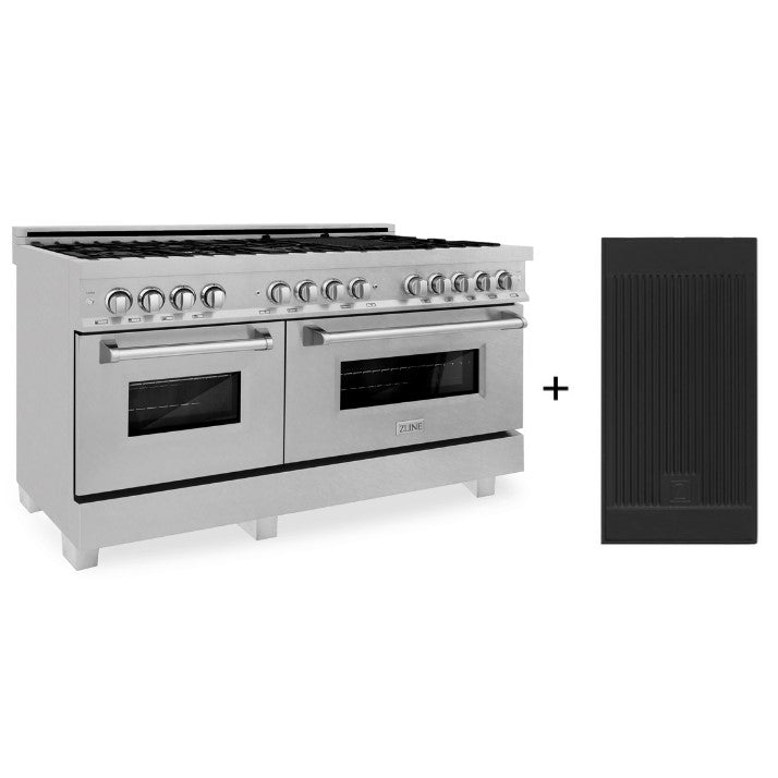 ZLINE Electric Oven and Gas Cooktop Dual Fuel Range with Reversible Griddle in DuraSnow® Stainless Steel (RAS-SN-GR)