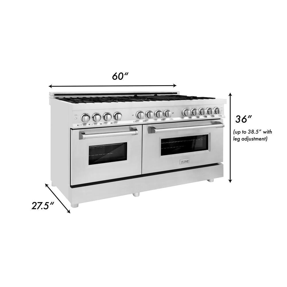 ZLINE Electric Oven and Gas Cooktop Dual Fuel Range with Reversible Griddle in DuraSnow® Stainless Steel (RAS-SN-GR)
