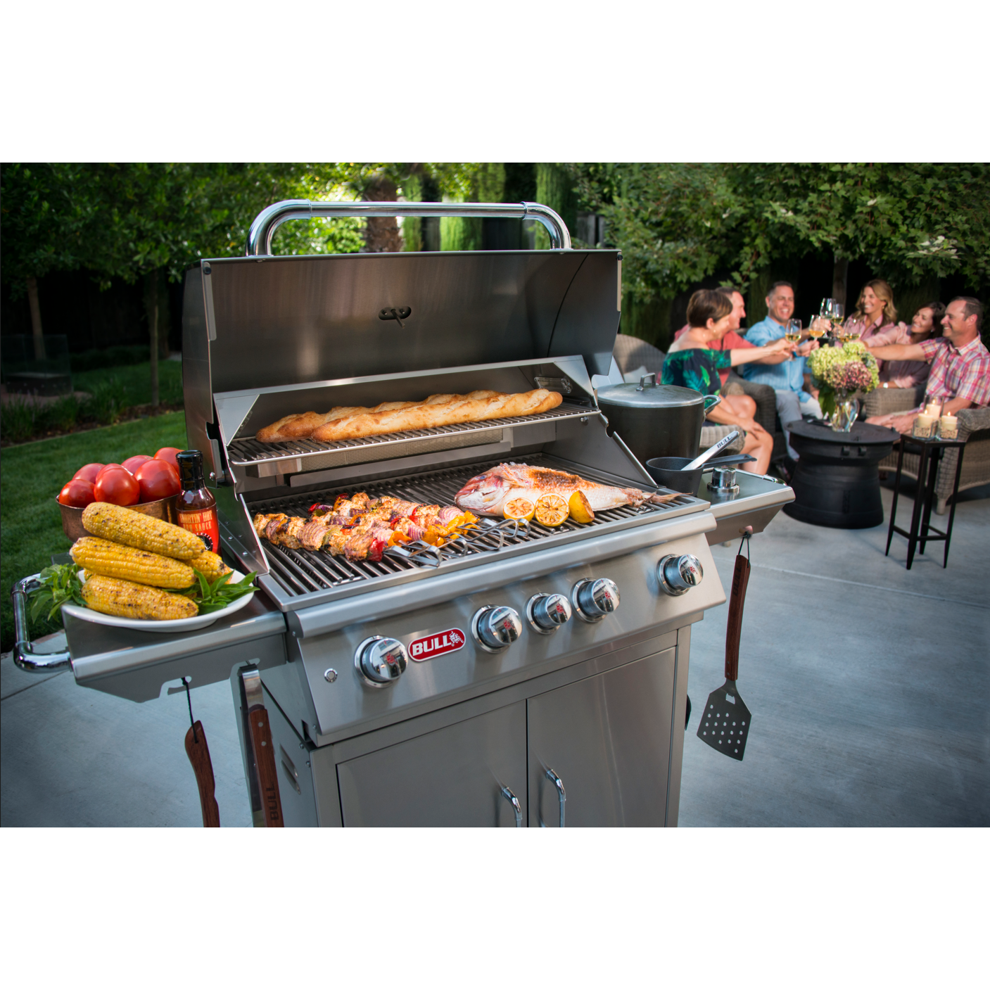 Bull Angus 30" Gas Grill | 4 Infrared Burners & Rotisserie Spit | Built-in or Freestanding on Cart
