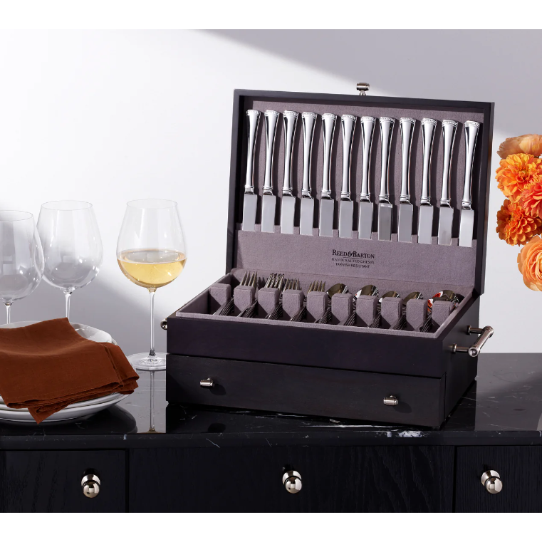 Reed & Barton Charcoal Flatware Chest | Holds 250 Pieces and Service For 12