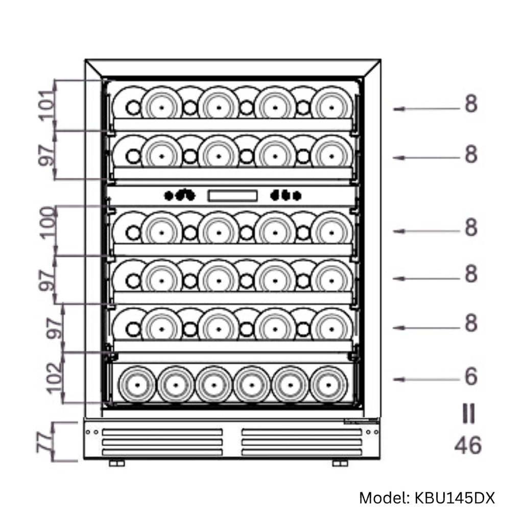 KingsBottle 24” Dual Zone Wine Cooler | Holds 46 Bottles | KBU145DX