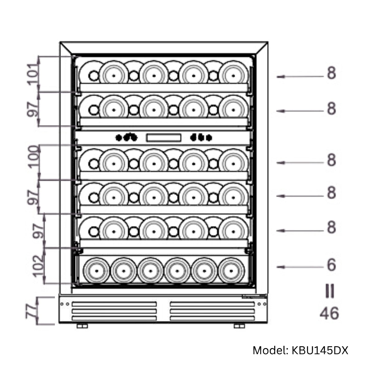 KingsBottle 24” Dual Zone Wine Cooler | Holds 46 Bottles | KBU145DX