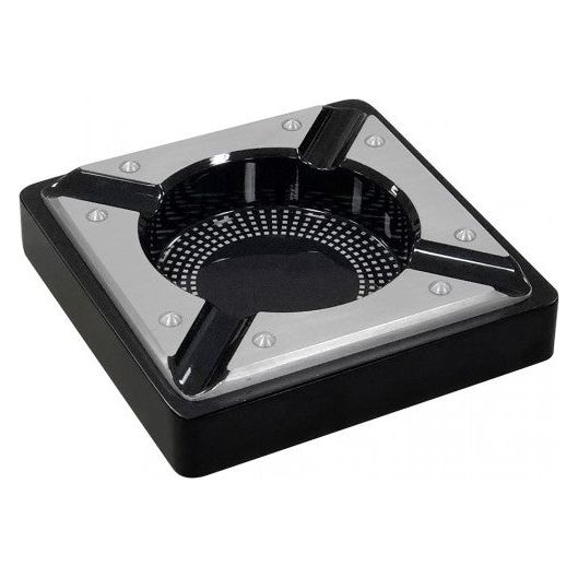 Saint Lucia Metal & Black Lacquer Cigar Ashtray