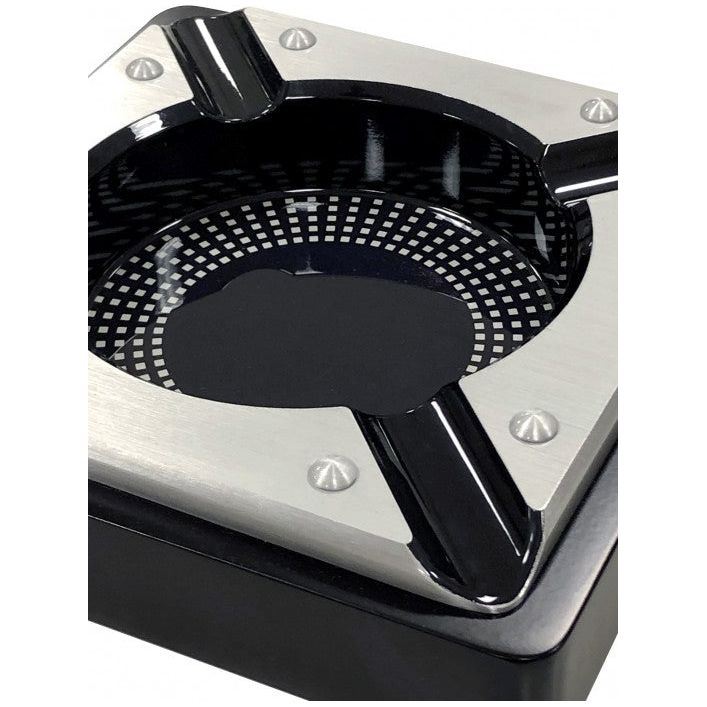 Saint Lucia Metal & Black Lacquer Cigar Ashtray
