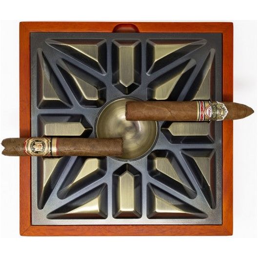 Smokin Ash Urban MatrX Cigar Ashtray with Contemporary Design & Solid Wood Base