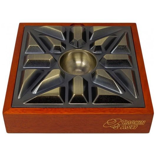 Smokin Ash Urban MatrX Cigar Ashtray with Contemporary Design & Solid Wood Base