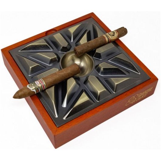 Smokin Ash Urban MatrX Cigar Ashtray with Contemporary Design & Solid Wood Base