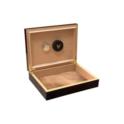 Bellevue Dark Walnut Lacquer Small Humidor | Holds 25 Cigars