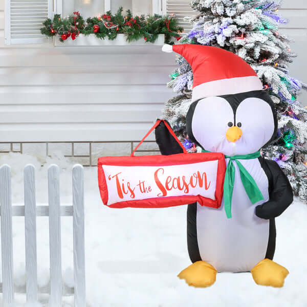 46.5" Jolly Holiday Penguin- Inflatable Christmas Decoration