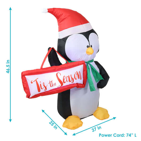 46.5" Jolly Holiday Penguin- Inflatable Christmas Decoration