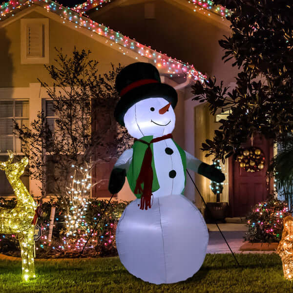7' Holly Jolly Snowman- Inflatable Christmas Decoration