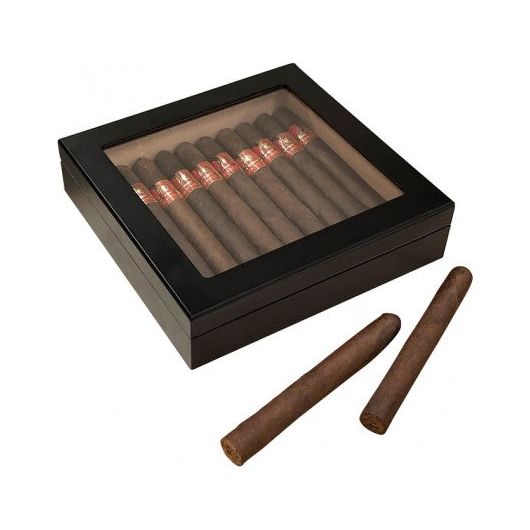 Chateau Glass top Small Humidor with Humidifier | Holds 20 Cigars