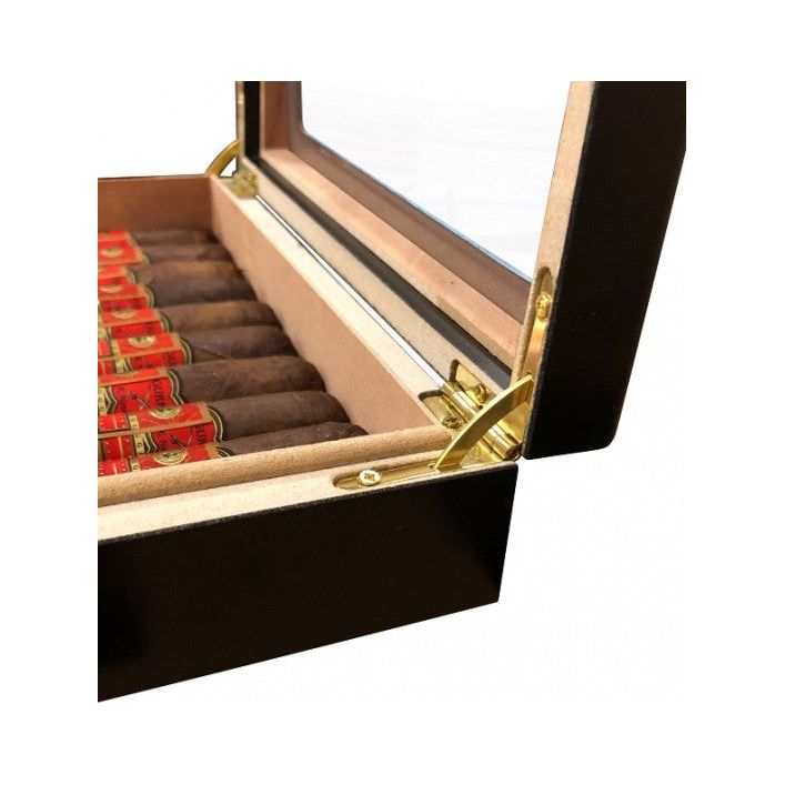 Chateau Glass top Small Humidor with Humidifier | Holds 20 Cigars