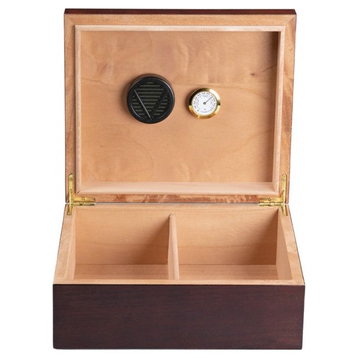 Chardonnay Dark Authentic Walnut Humidor with Humidifier & Hygrometer | Holds 50 Cigars