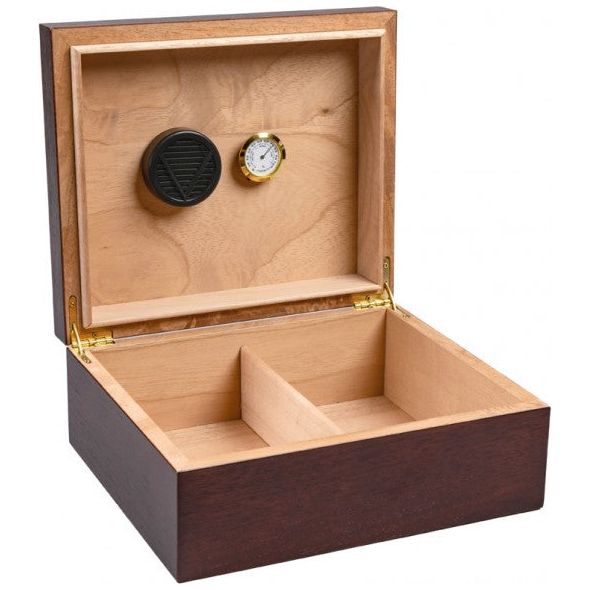 Chardonnay Dark Authentic Walnut Humidor with Humidifier & Hygrometer | Holds 50 Cigars