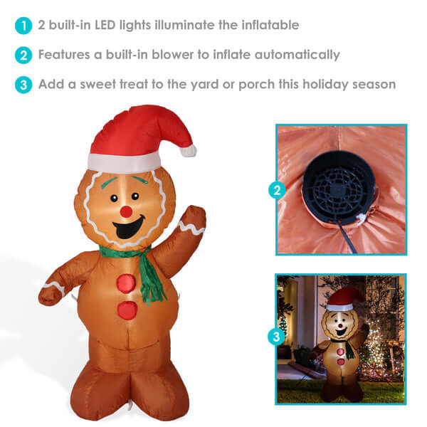 50.5" Gingerbread Man- Inflatable Christmas Decoration