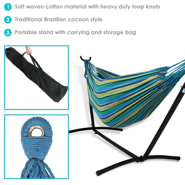 Brazilian Double Hammock | For Backyard & Patio | 450 Pound Capacity