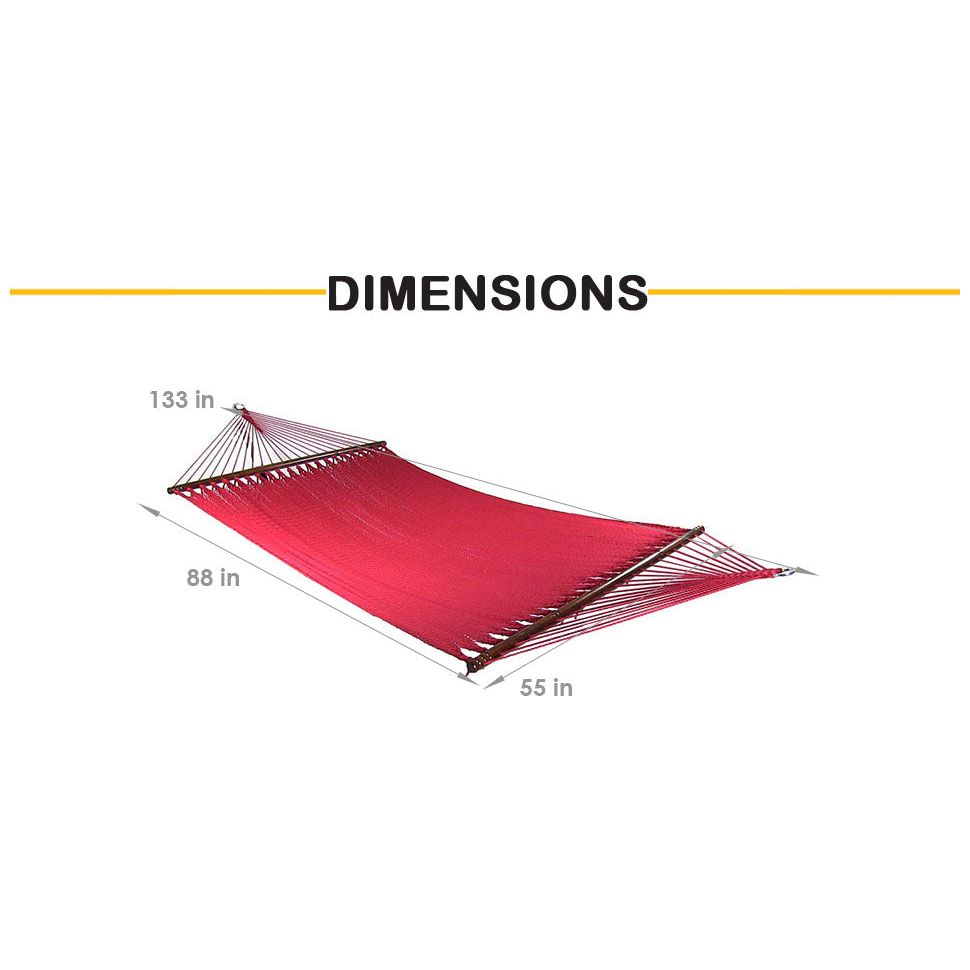 Large Polyester Rope Hammock with Spreader Bars | Holds 2 People | 600lb Capacity