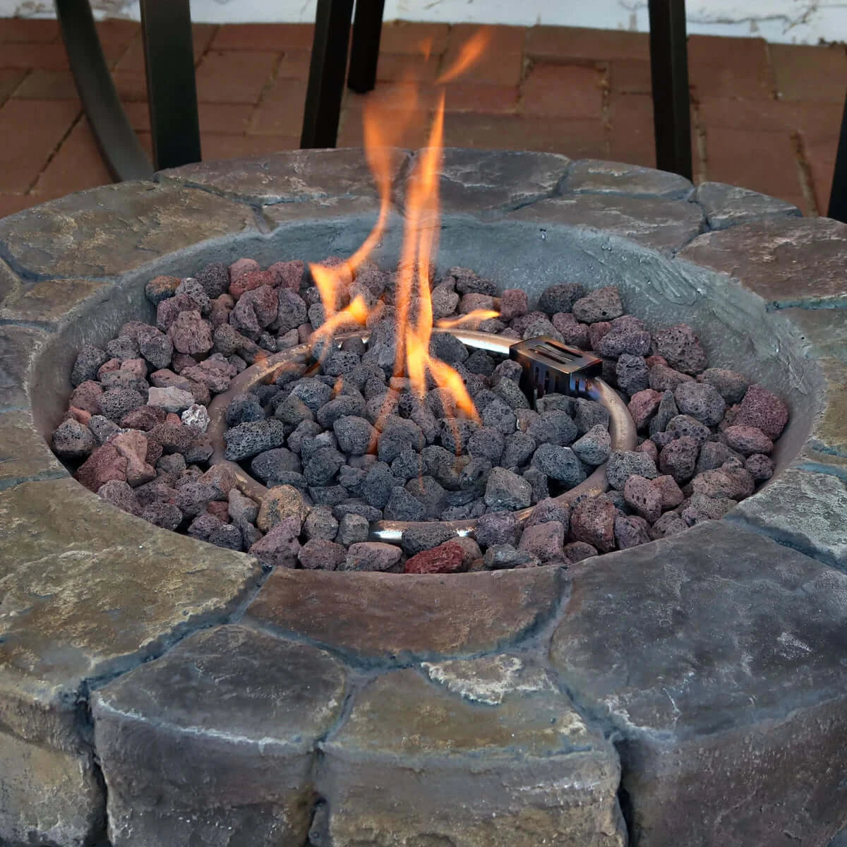 30" Round Cast Stone Smokeless Fire Pit with Lava Rocks