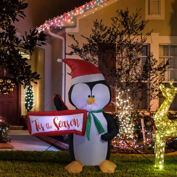 46.5" Jolly Holiday Penguin- Inflatable Christmas Decoration
