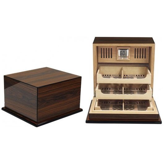 Elevate Lacquer Large Humidor with Articulating Multi-Tier Tray System | Holds 150 Cigars