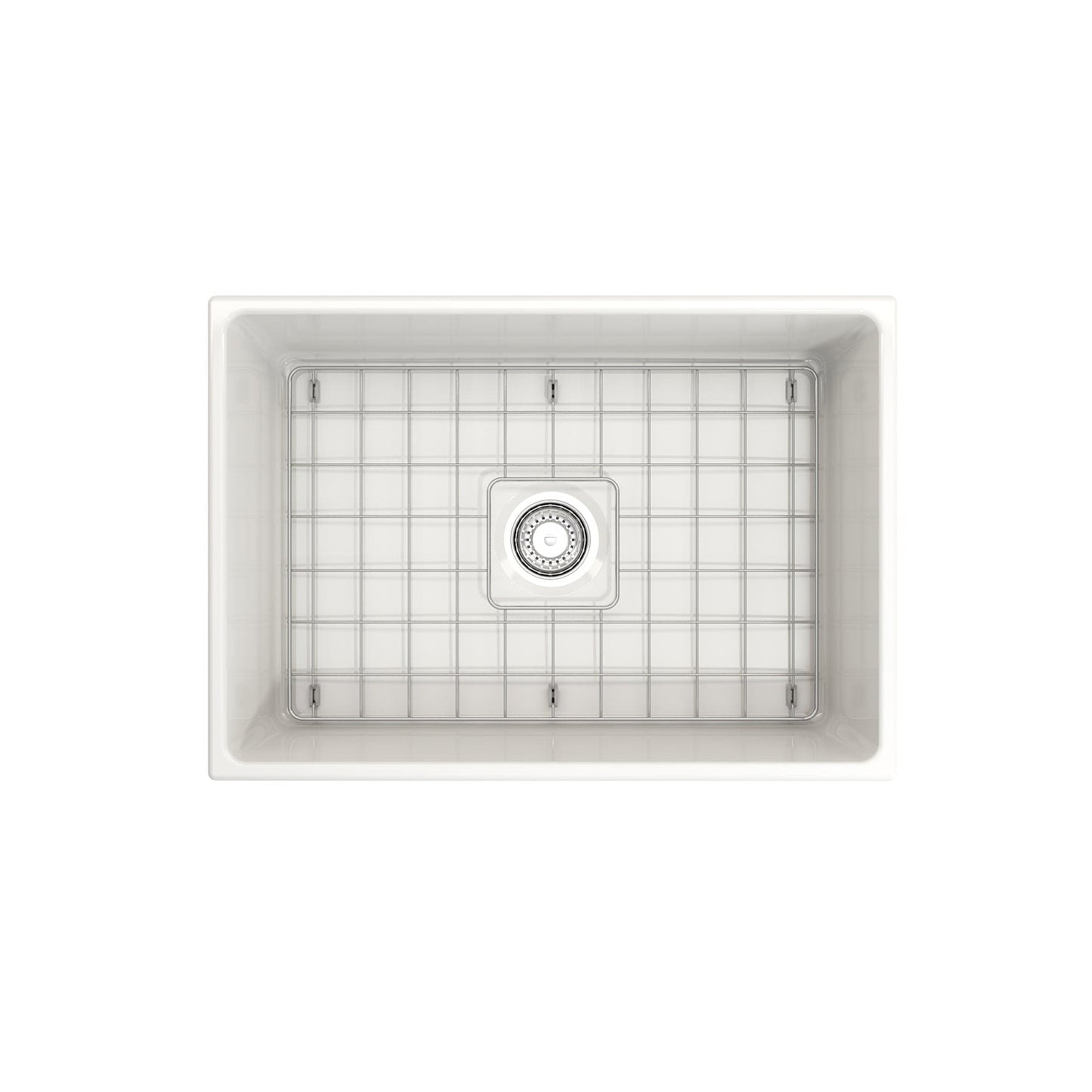 BOCCHI CONTEMPO 27" Fireclay Farmhouse Single Bowl Kitchen Sink with Protective Bottom Grid and Strainer