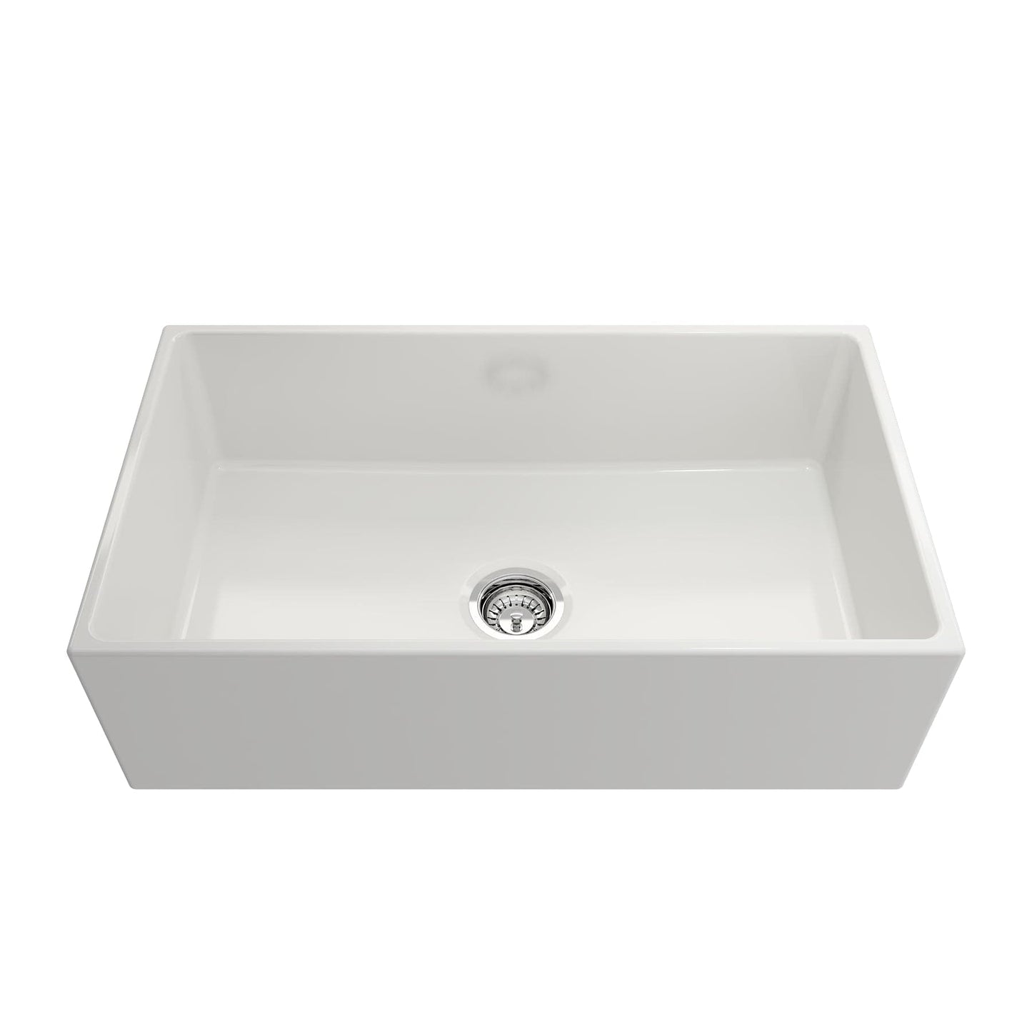 BOCCHI CONTEMPO 33" Fireclay Farmhouse Single Bowl Kitchen Sink with Protective Bottom Grid and Strainer