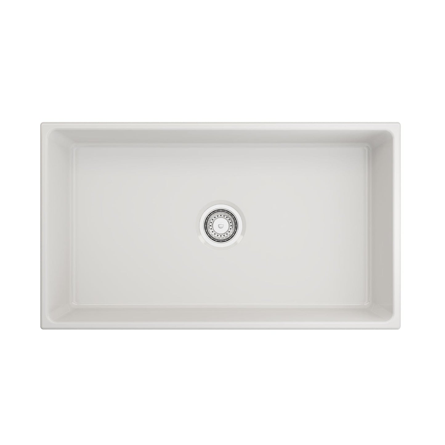 BOCCHI CONTEMPO 33" Fireclay Farmhouse Single Bowl Kitchen Sink with Protective Bottom Grid and Strainer