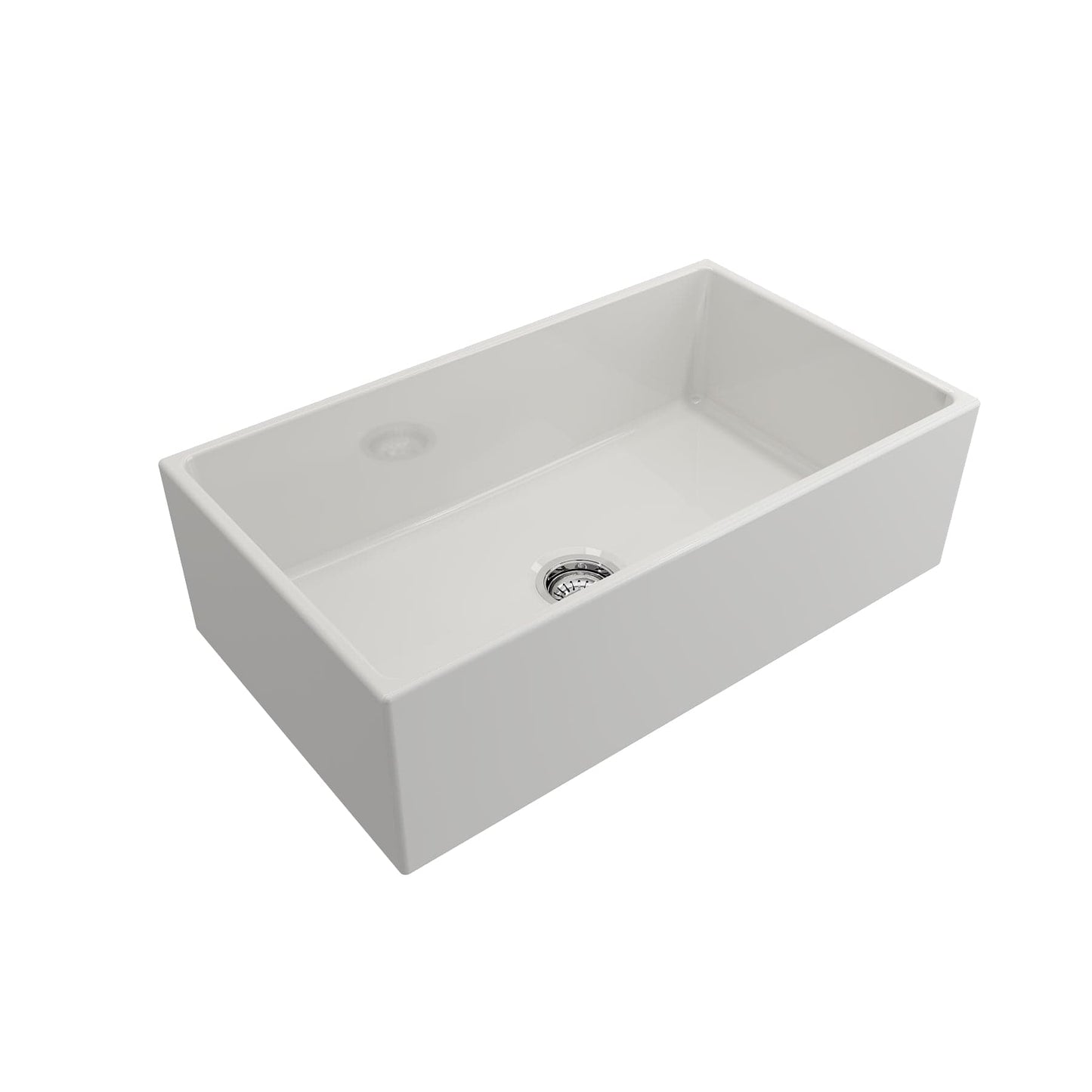BOCCHI CONTEMPO 33" Fireclay Farmhouse Single Bowl Kitchen Sink with Protective Bottom Grid and Strainer