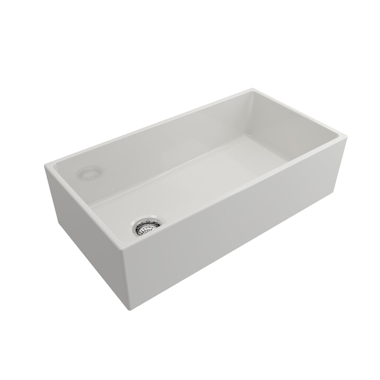 BOCCHI CONTEMPO 36" Fireclay Farmhouse Single Bowl Kitchen Sink with Protective Bottom Grid and Strainer