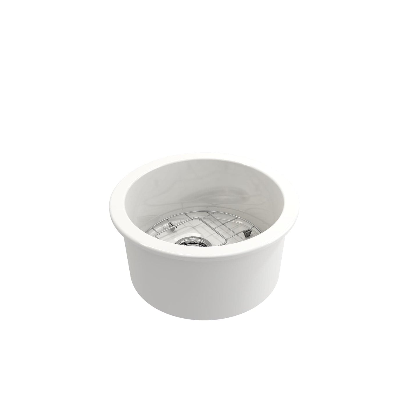 BOCCHI SOTTO 18.5" Fireclay Modern Undermount Single Bowl Kitchen Sink with Protective Bottom Grid and Strainer