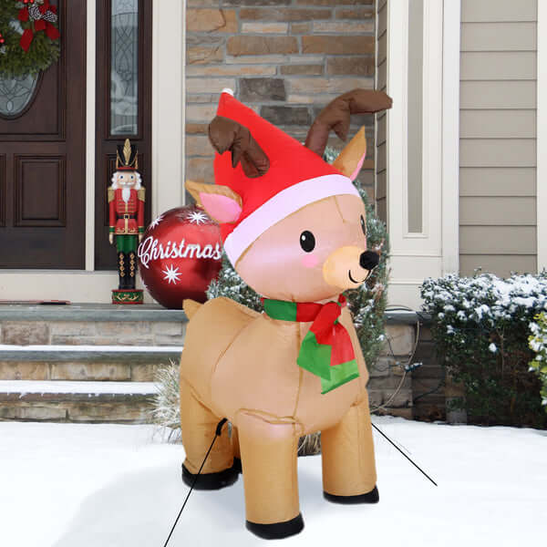 3.5' Foot Cheerful Reindeer- Inflatable Christmas Decoration