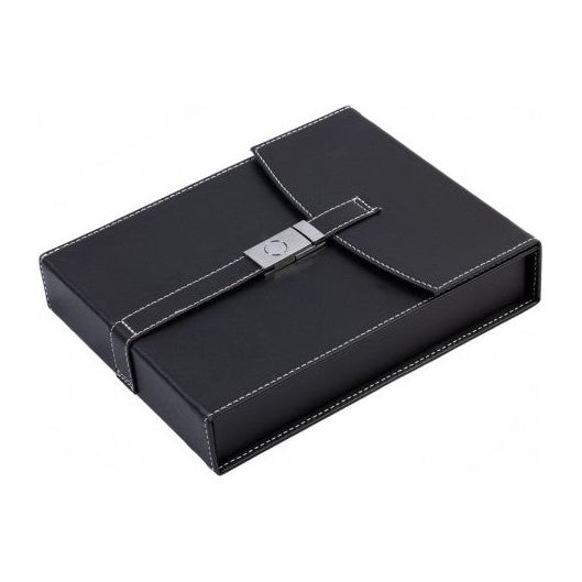 Florence Black Leather Travel Humidor with Chrome Buckle | Holds 10 Cigars