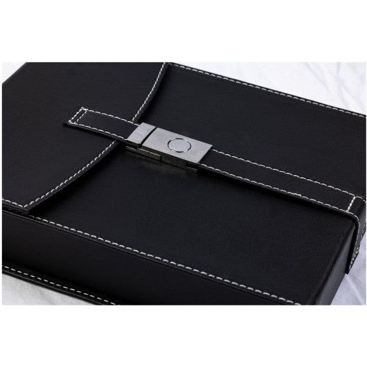Florence Black Leather Travel Humidor with Chrome Buckle | Holds 10 Cigars